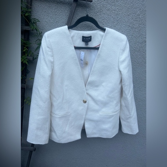 J. Crew Collection Alfie Collarless Blazer Cotton Blend Bouclé New with Tag! - Picture 6 of 11